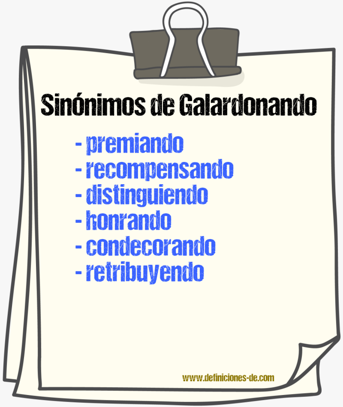 Sinónimos de galardonando