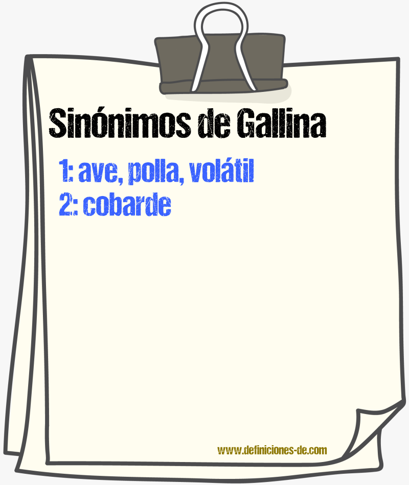 Sinnimos de gallina