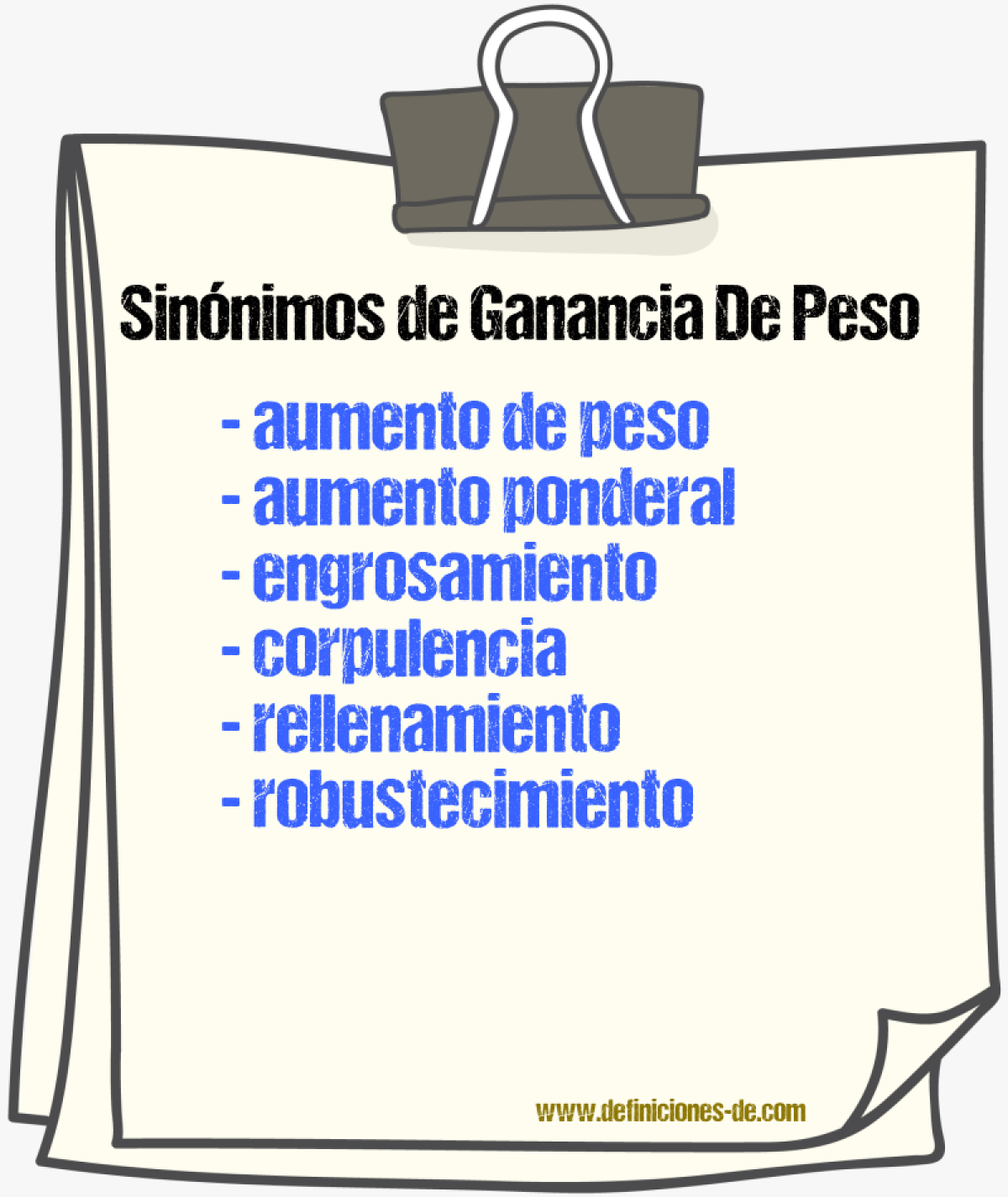 Sinónimos de ganancia de peso