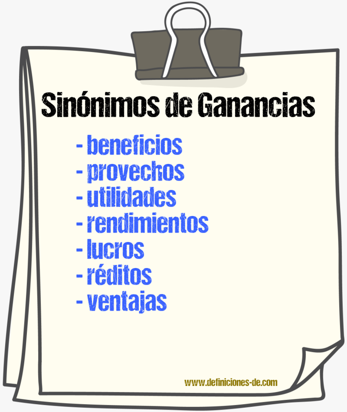 Sinónimos de ganancias