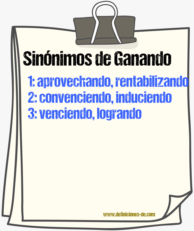 Sinónimos de ganando
