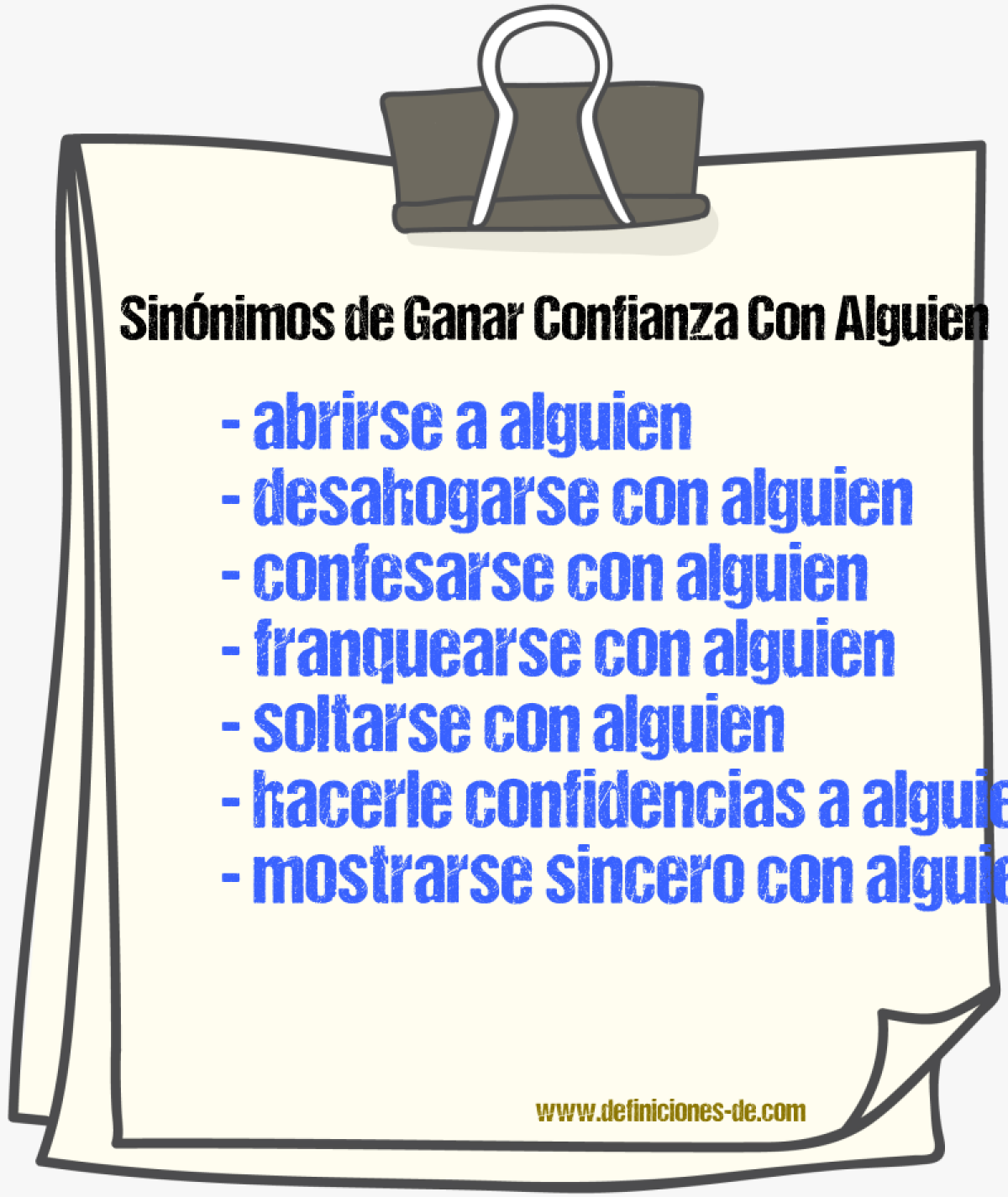Sinónimos de ganar confianza con alguien