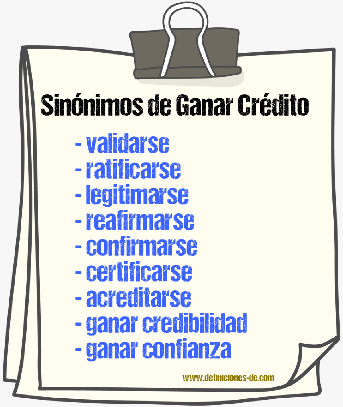 Sinónimos de ganar crédito