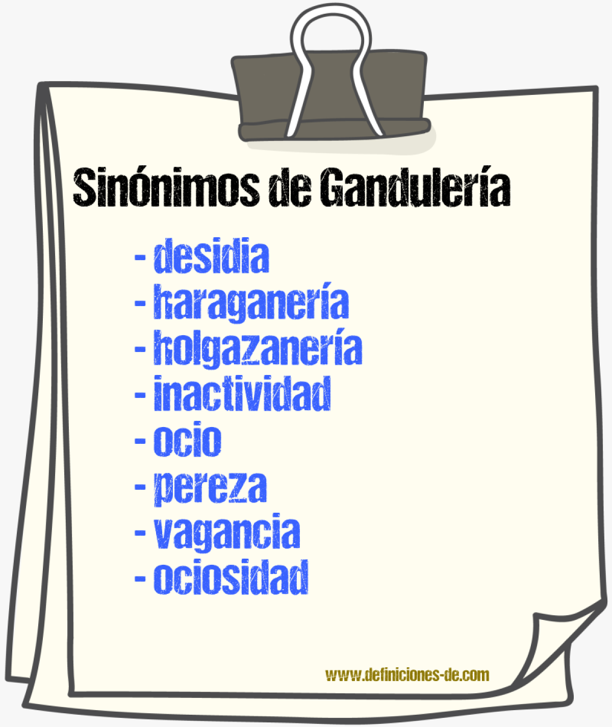 Sinnimos de gandulera