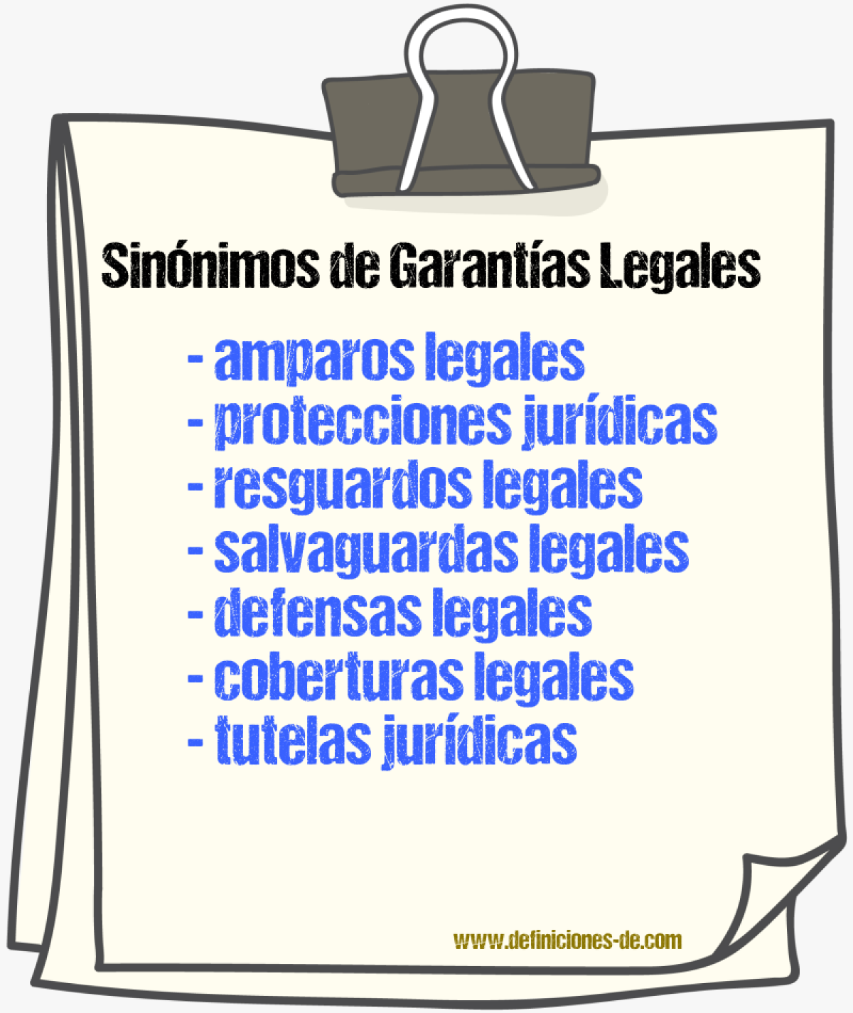 Sinónimos de garantías legales