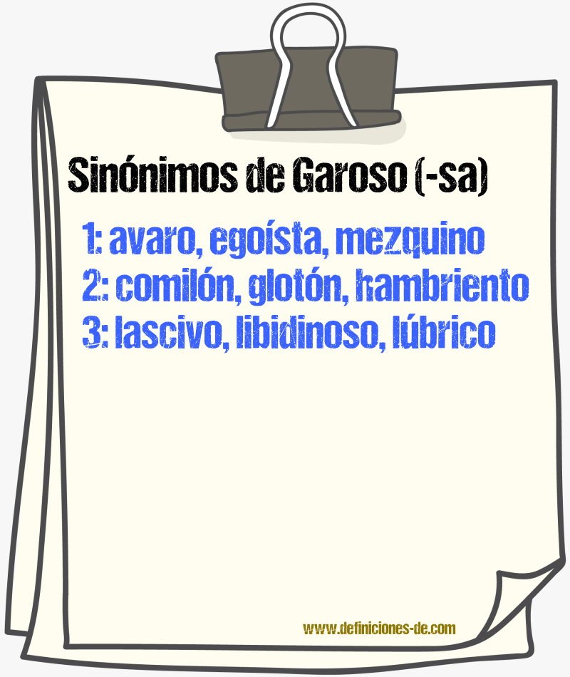 Sinnimos de garoso