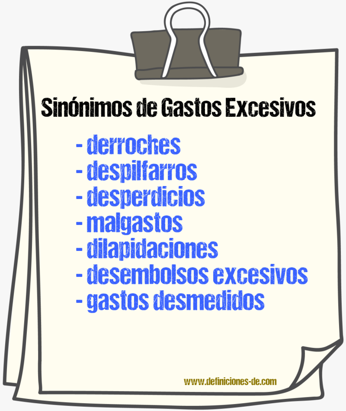 Sinónimos de gastos excesivos