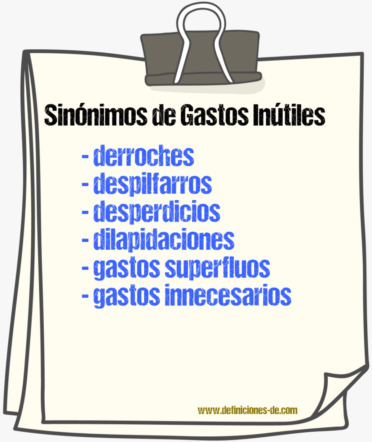 Sinónimos de gastos inútiles