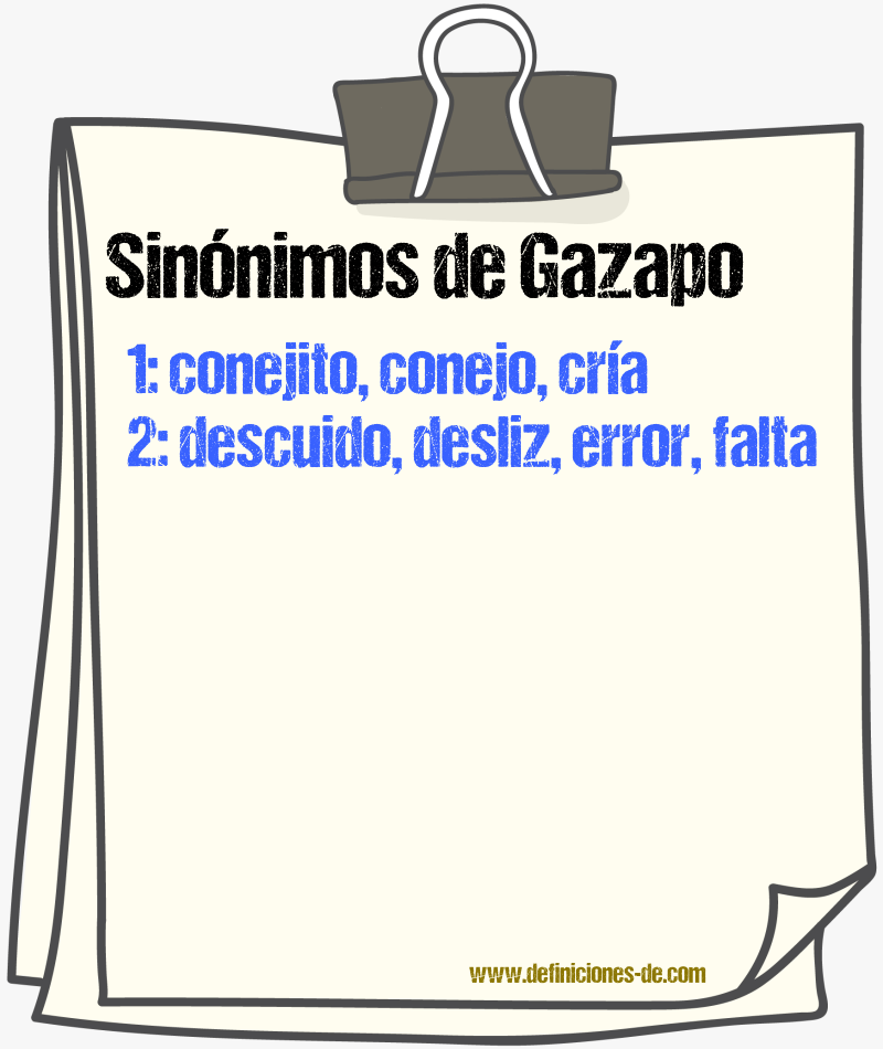 Sinnimos de gazapo