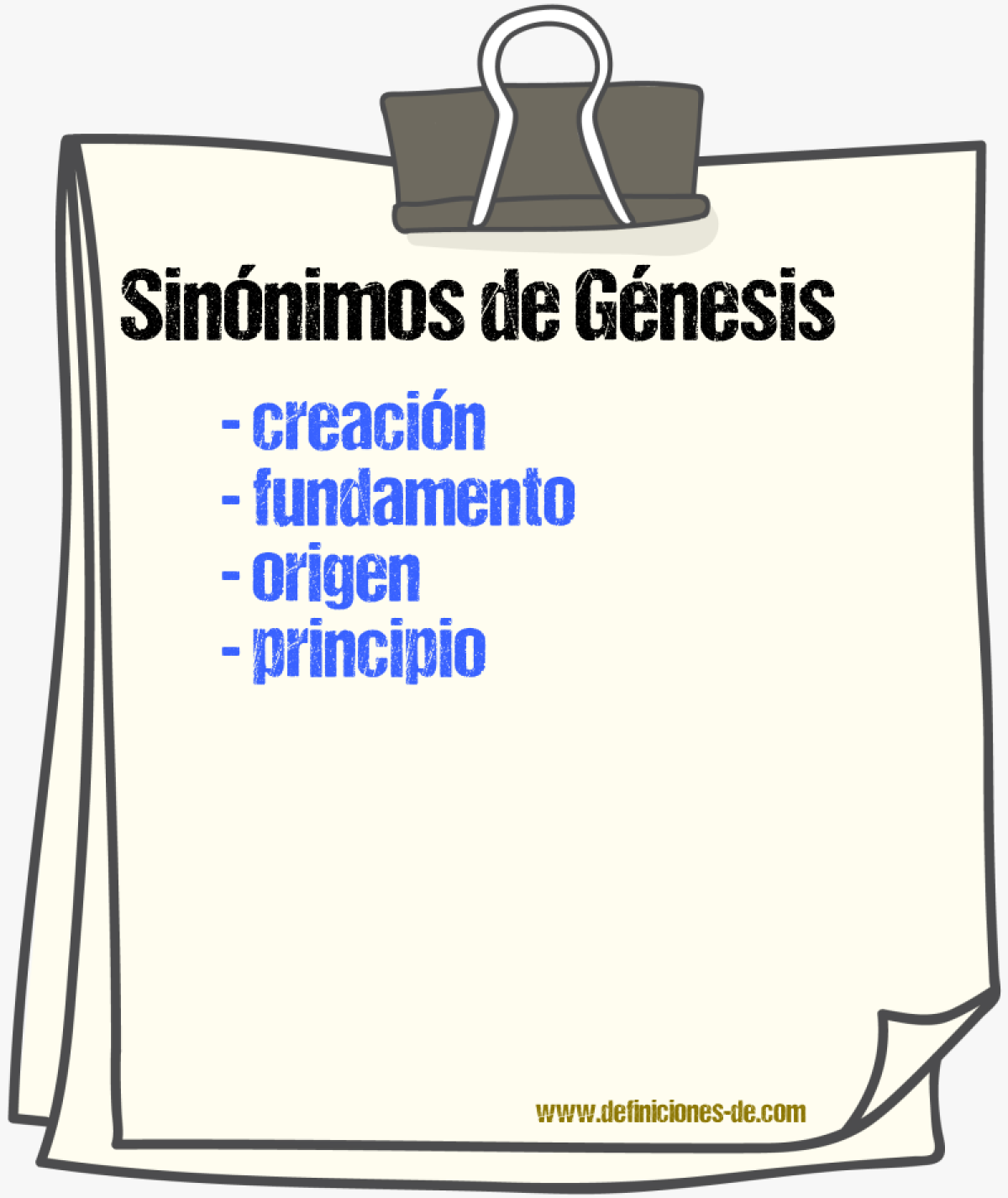 Sinónimos de génesis