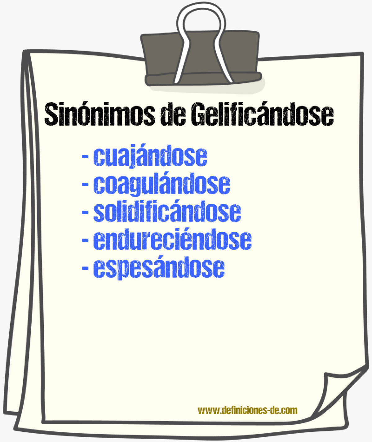 Sinónimos de gelificándose