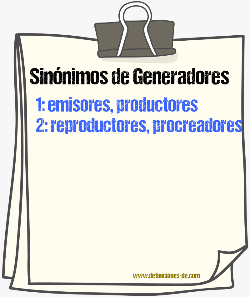 Sinónimos de generadores