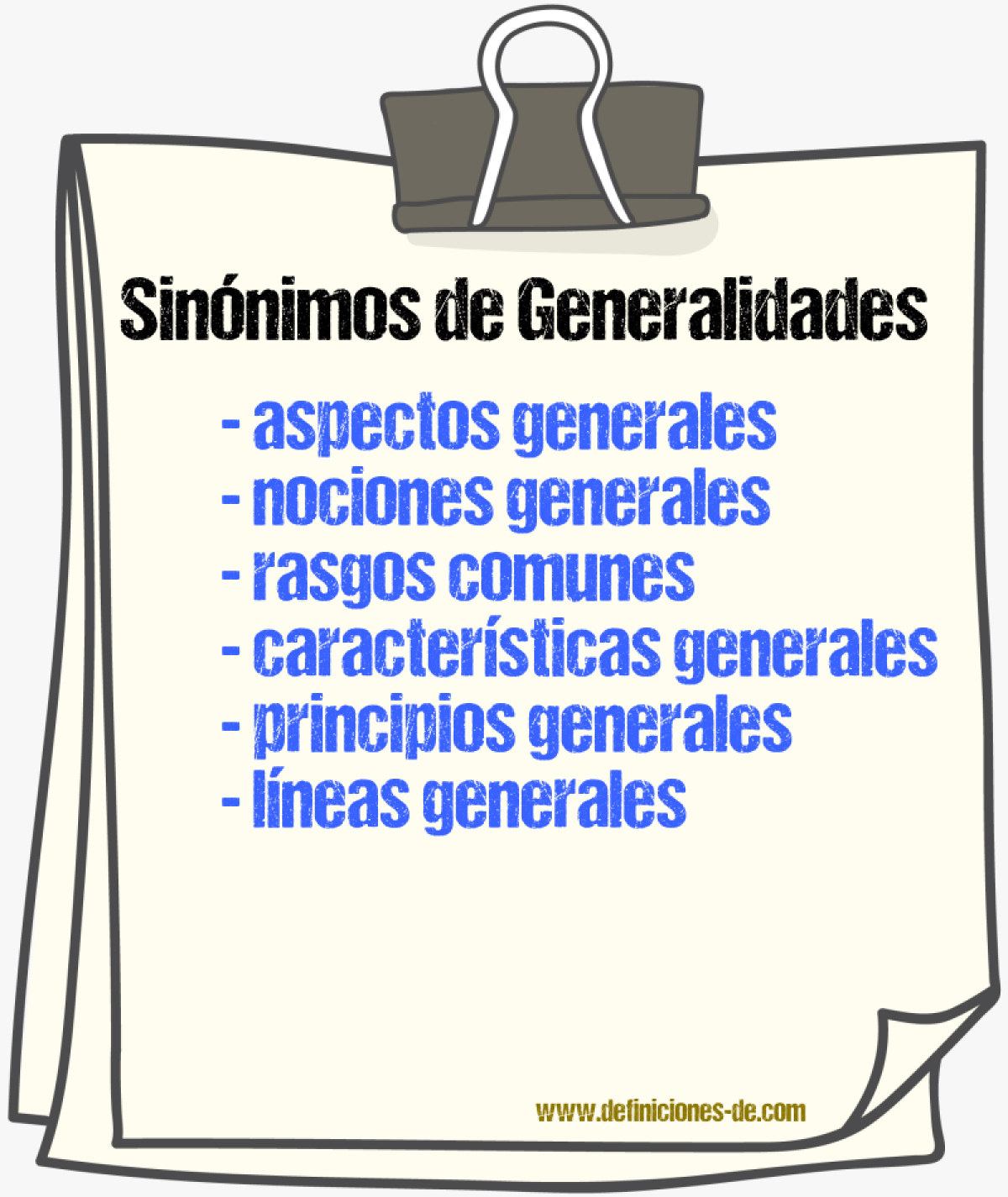 Sinónimos de generalidades