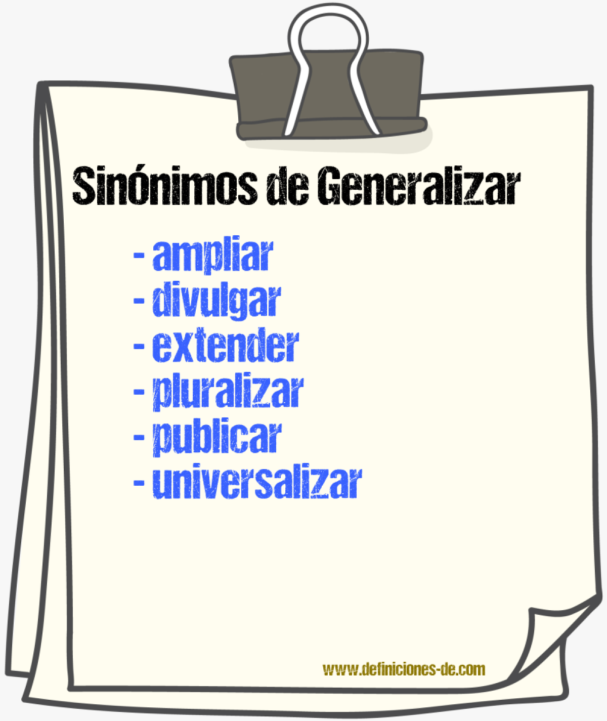 Sinnimos de generalizar