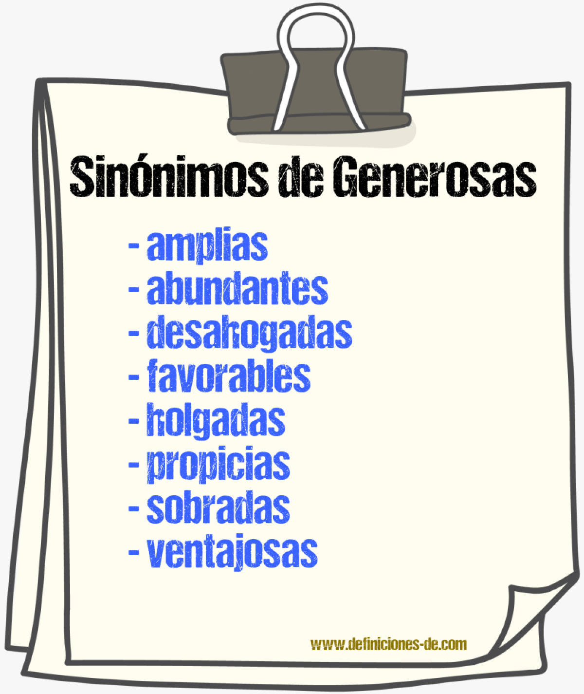 Sinónimos de generosas
