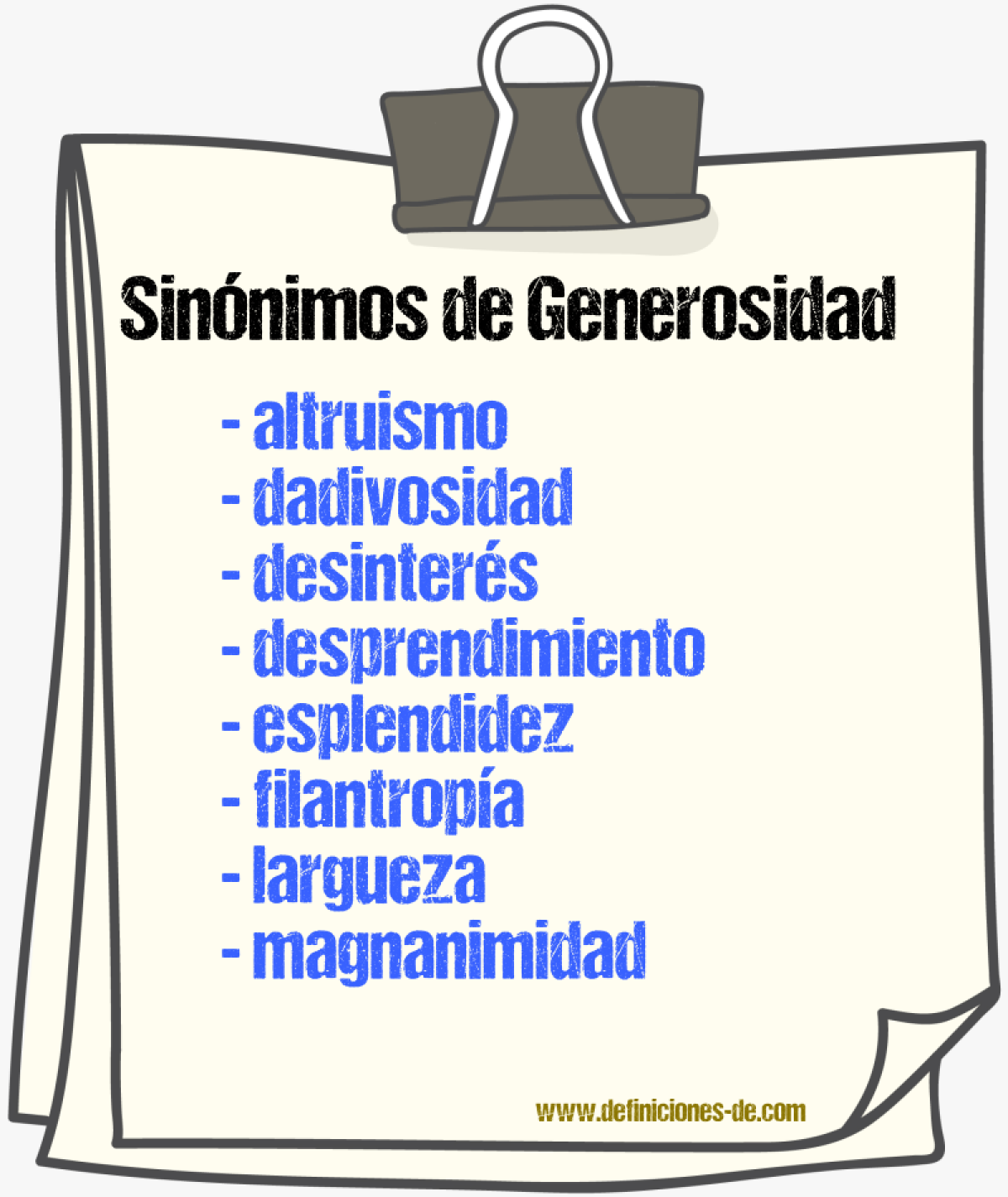 Sinnimos de generosidad