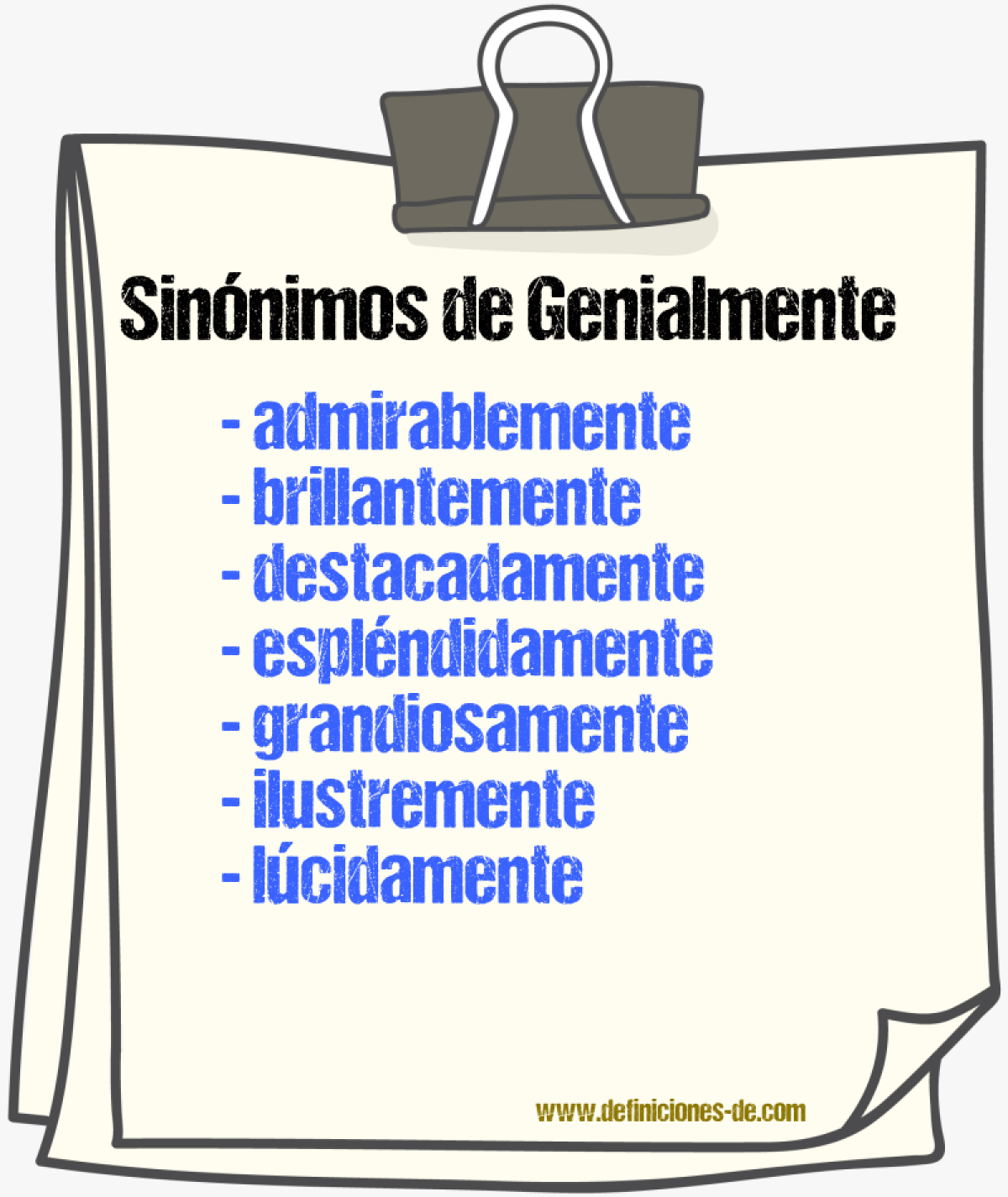 Sinnimos de genialmente