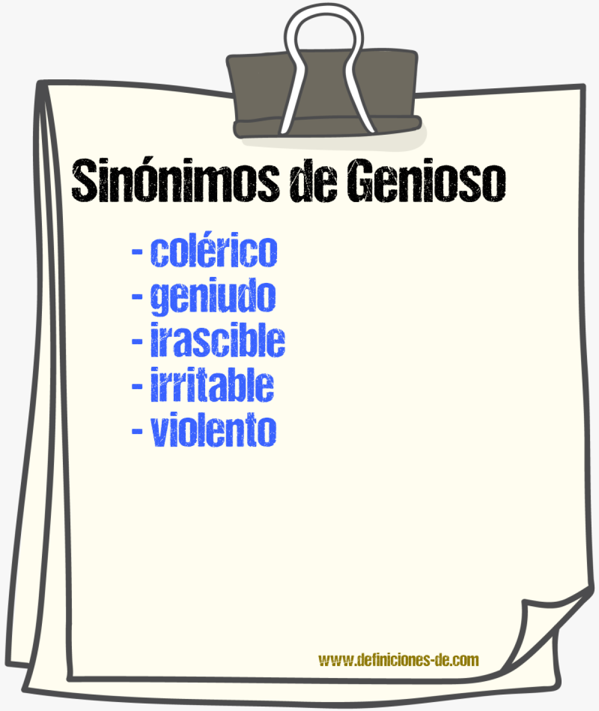 Sinnimos de genioso