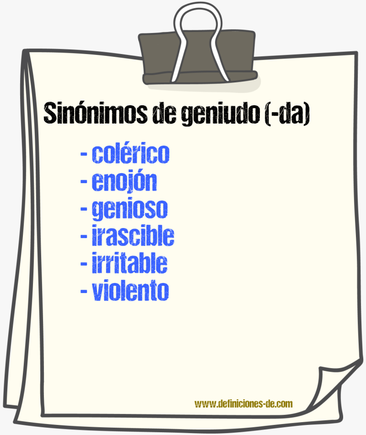 Sinnimos de geniudo