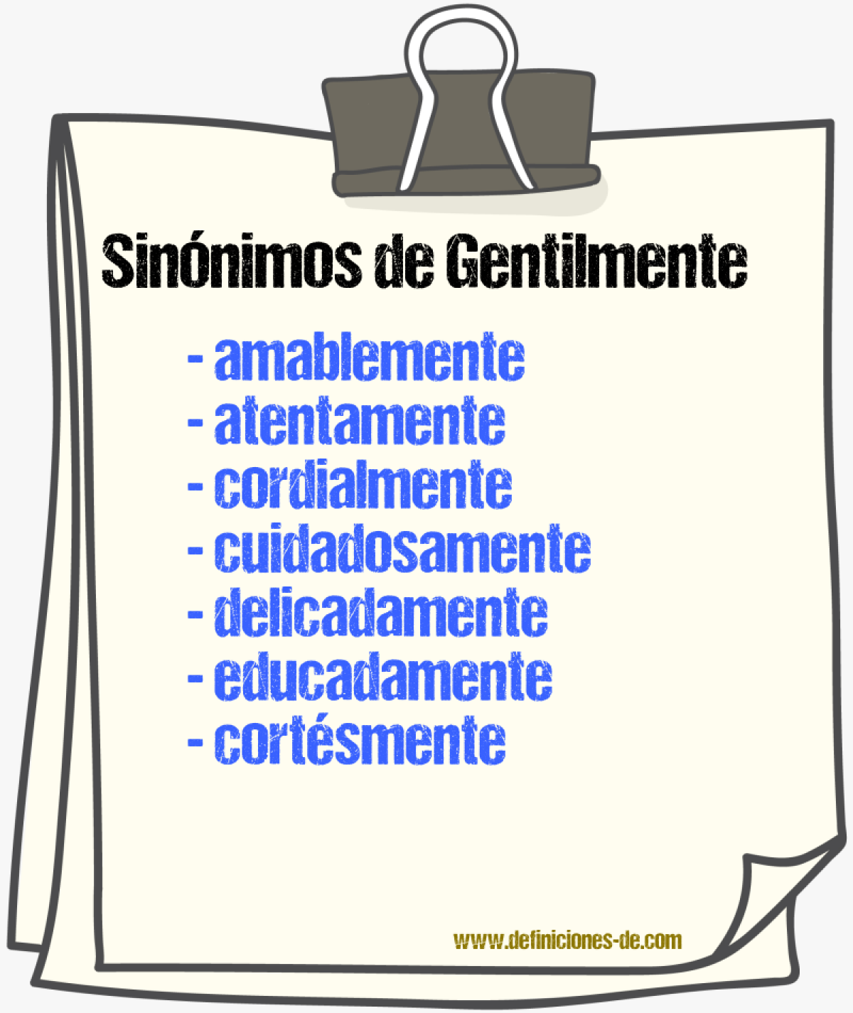 Sinnimos de gentilmente