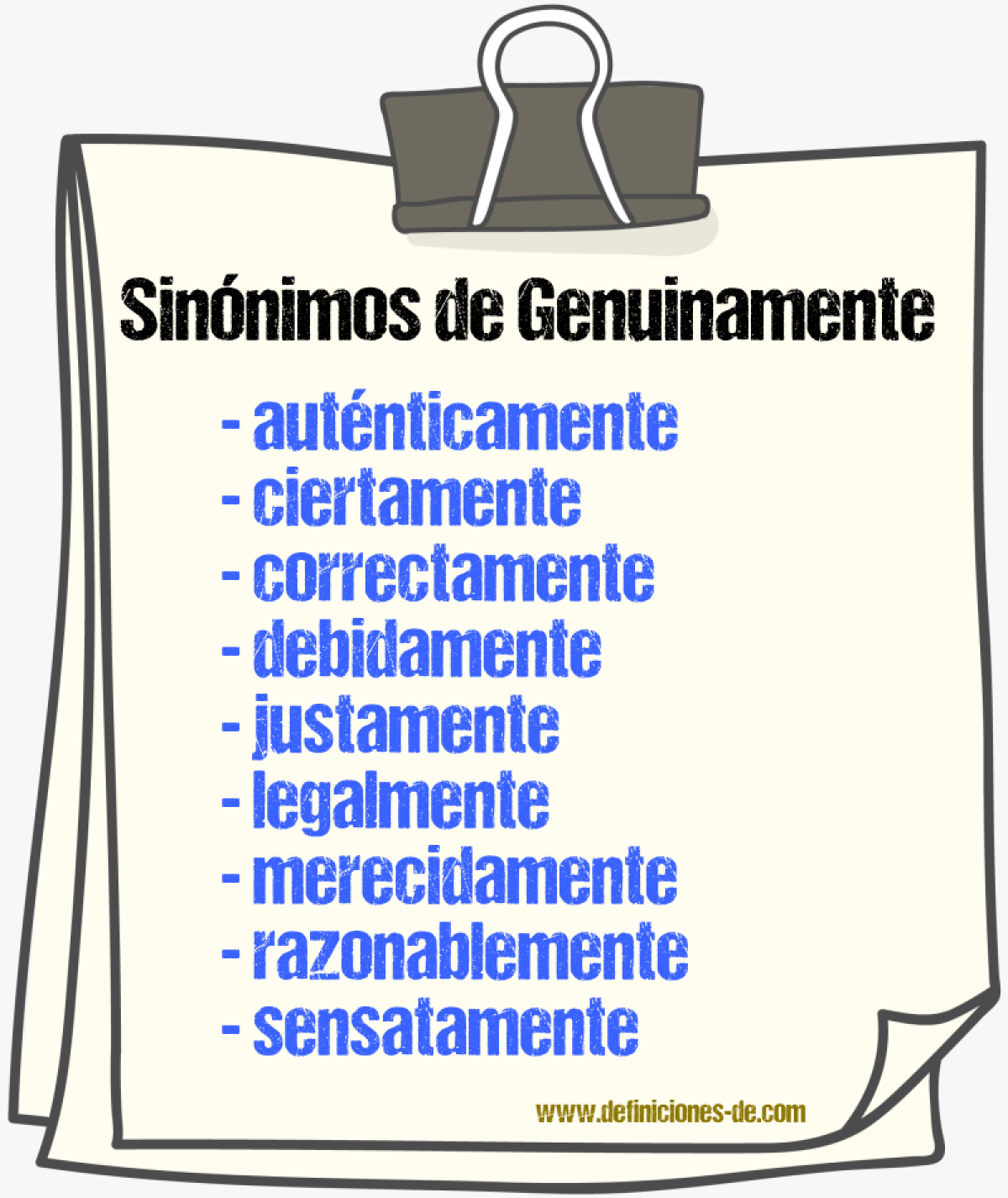 Sinnimos de genuinamente