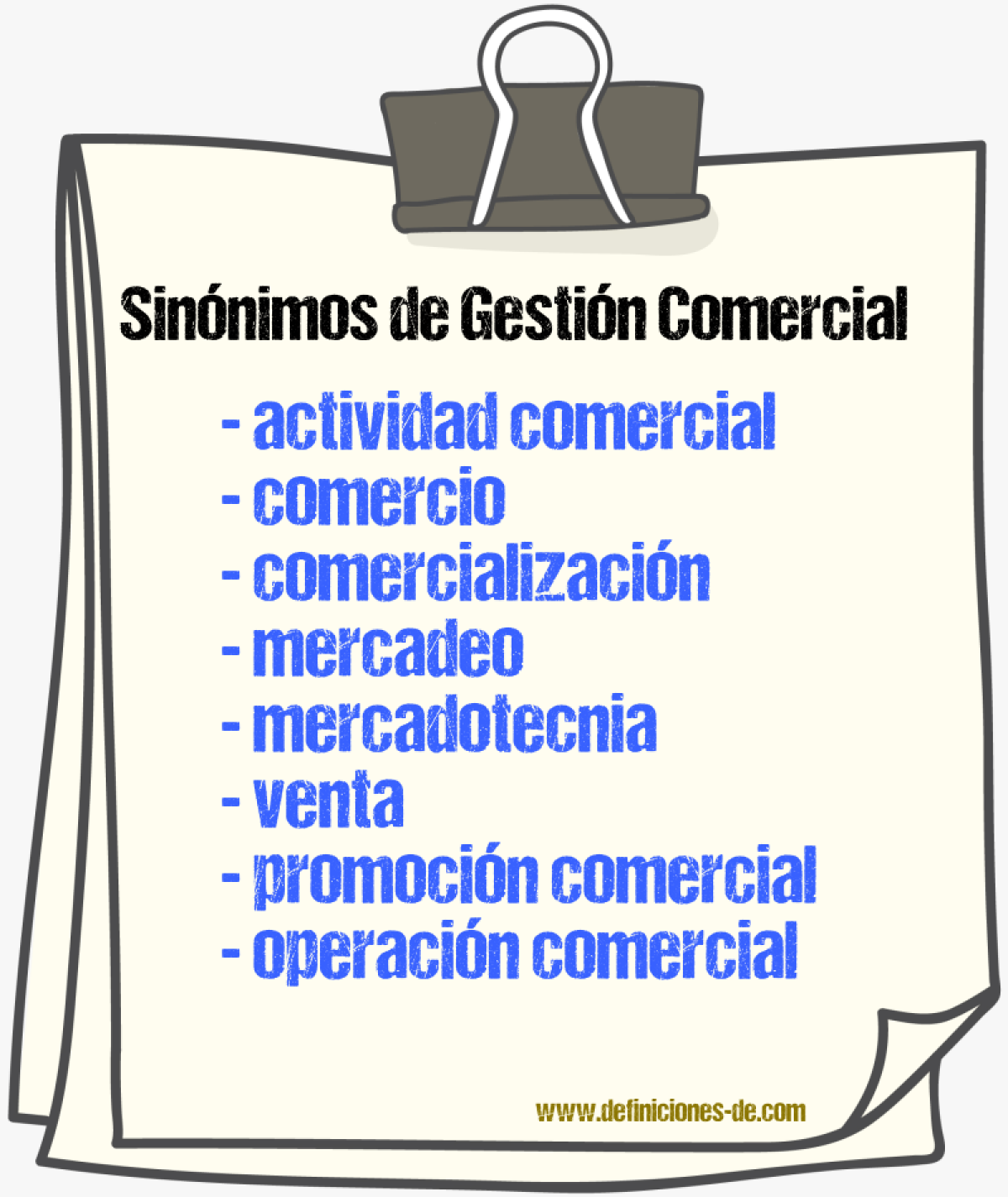 Sinónimos de gestión comercial