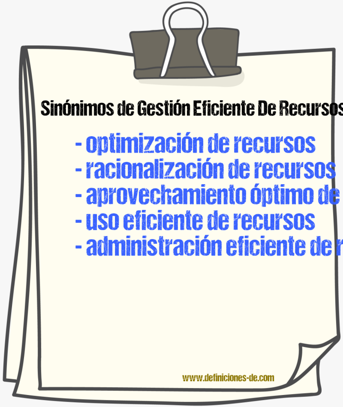 Sinónimos de gestión eficiente de recursos