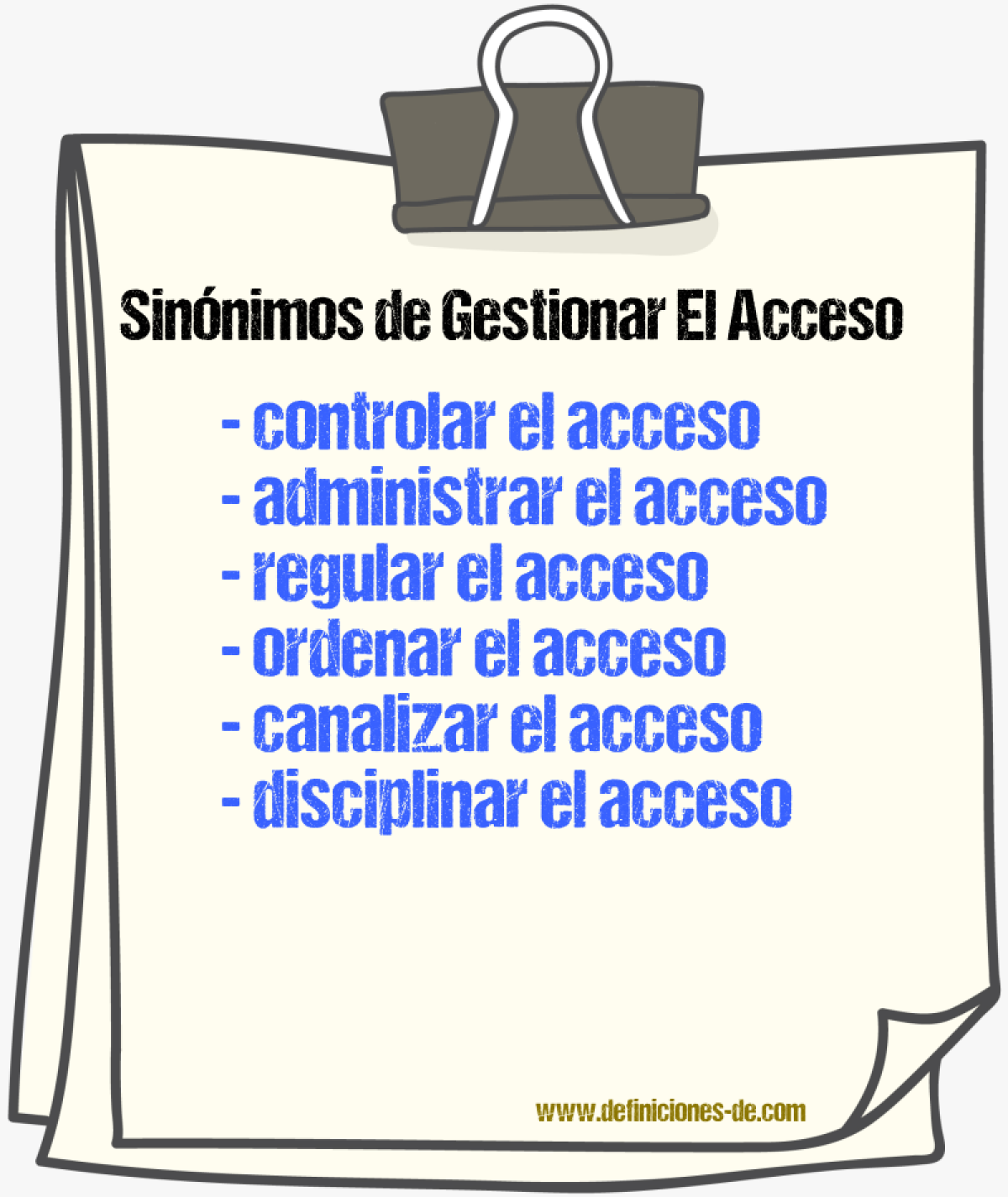 Sinónimos de gestionar el acceso