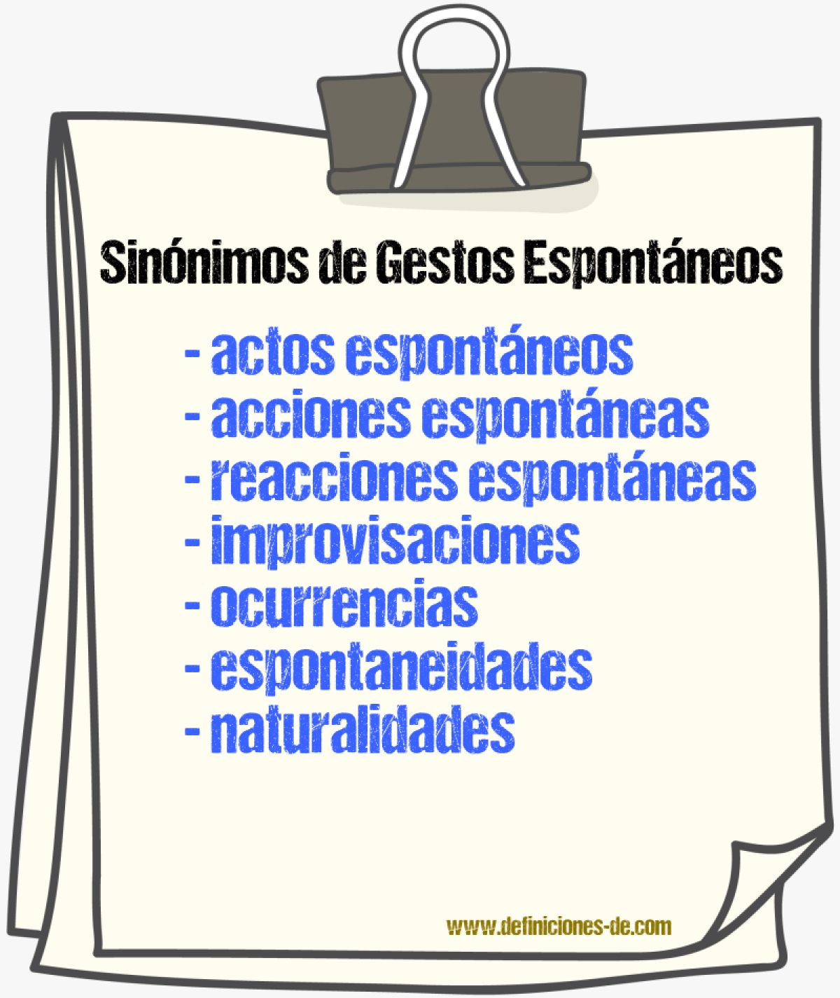 Sinónimos de gestos espontáneos