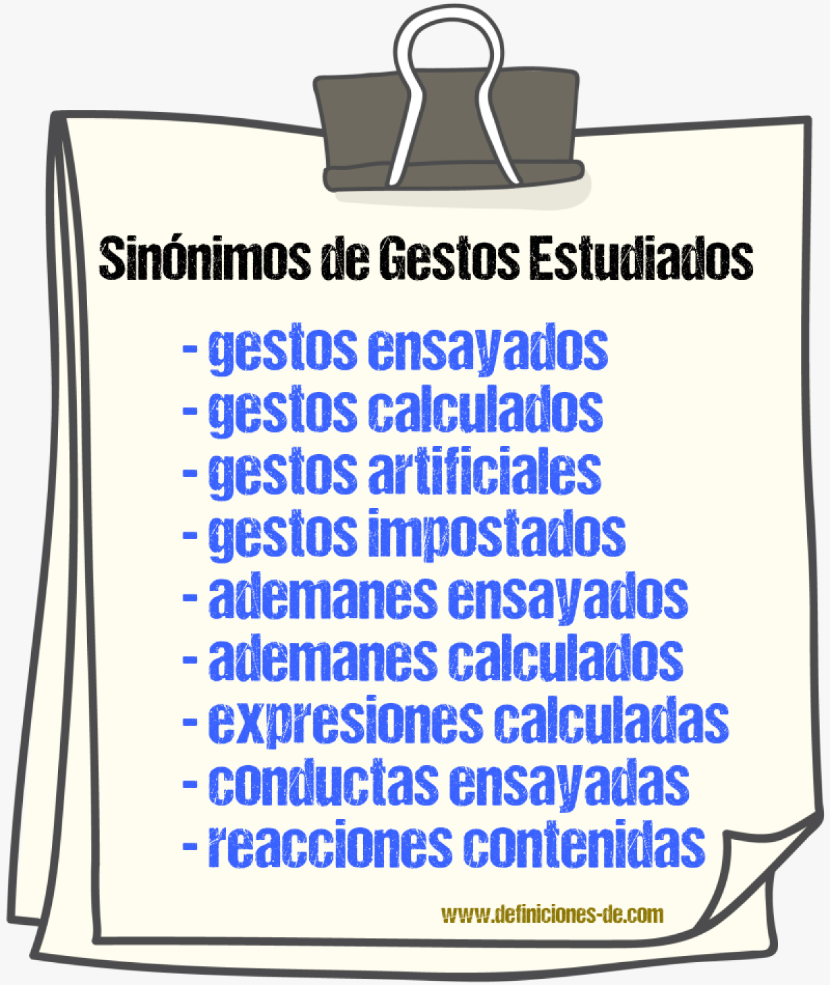 Sinónimos de gestos estudiados