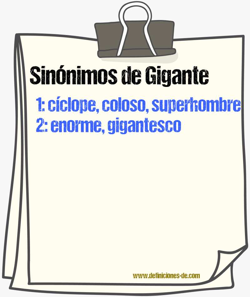 Sinónimos de gigante