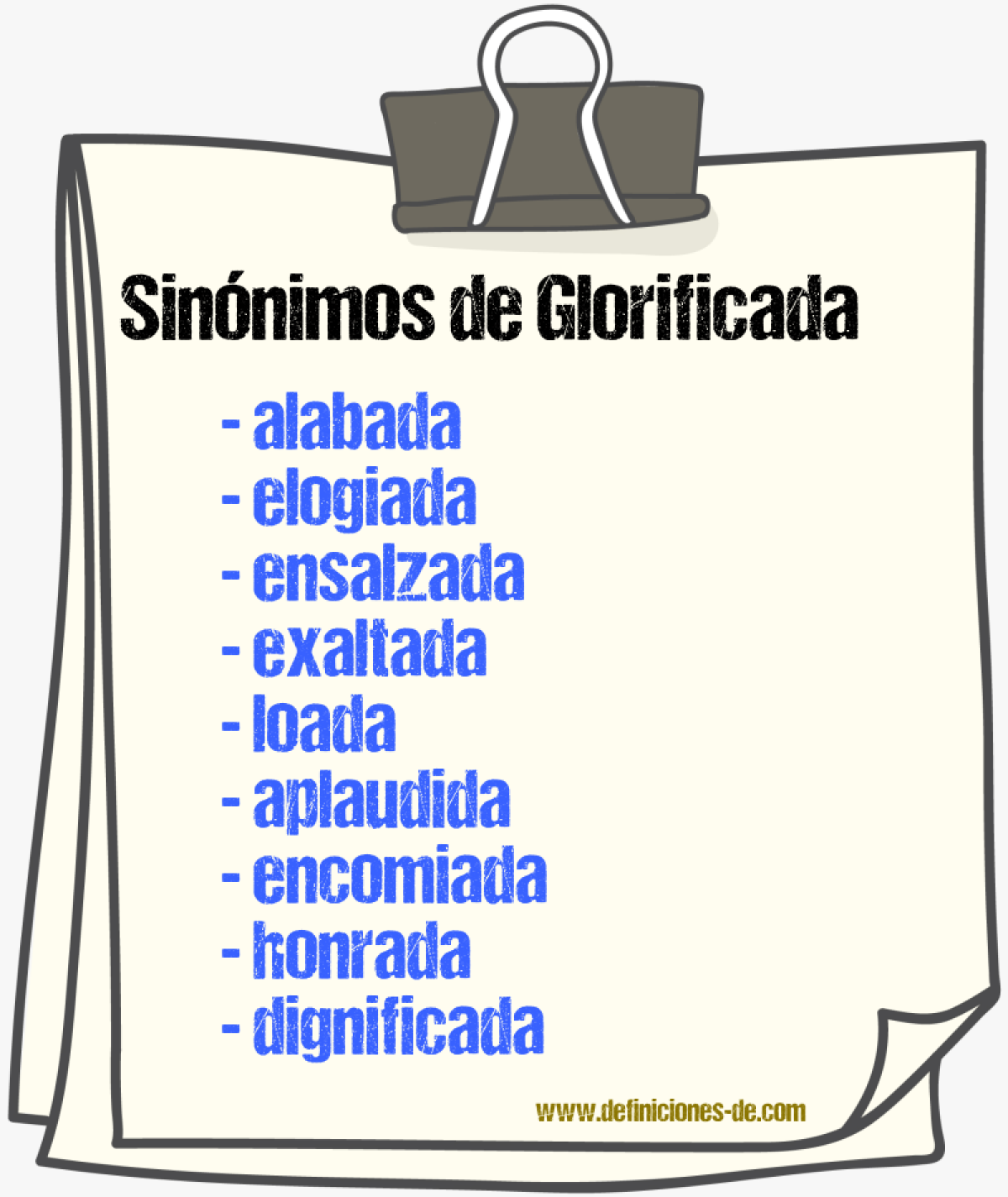 Sinónimos de glorificada