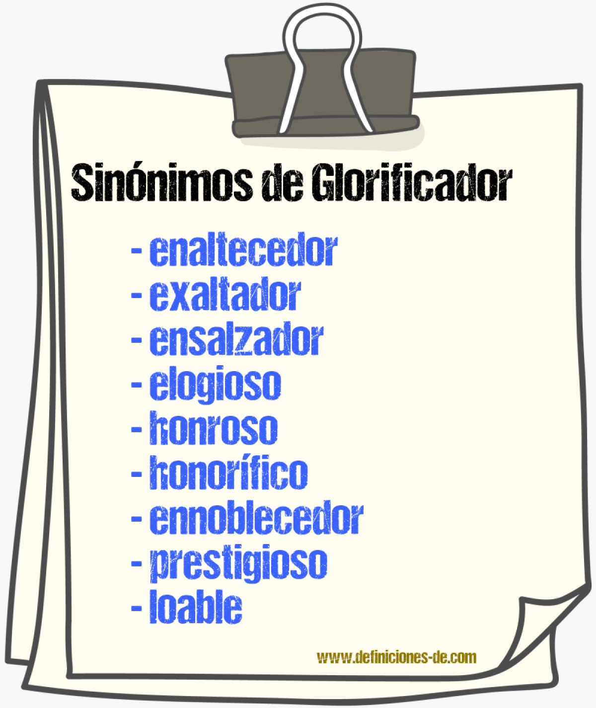 Sinónimos de glorificador