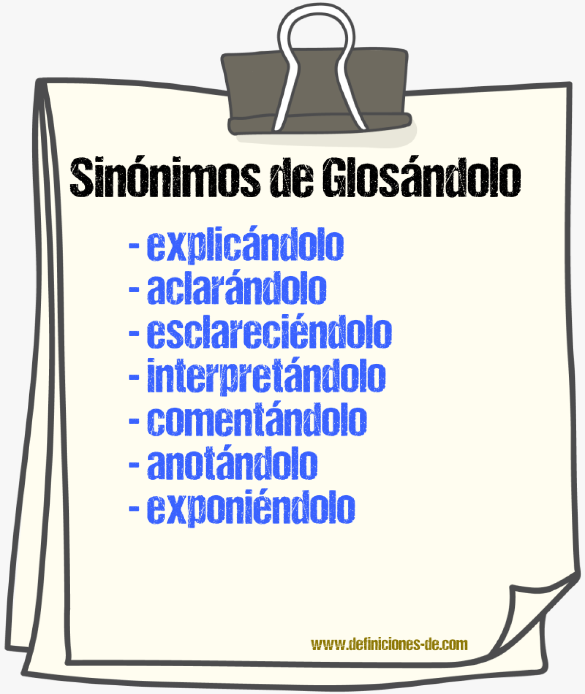 Sinónimos de glosándolo