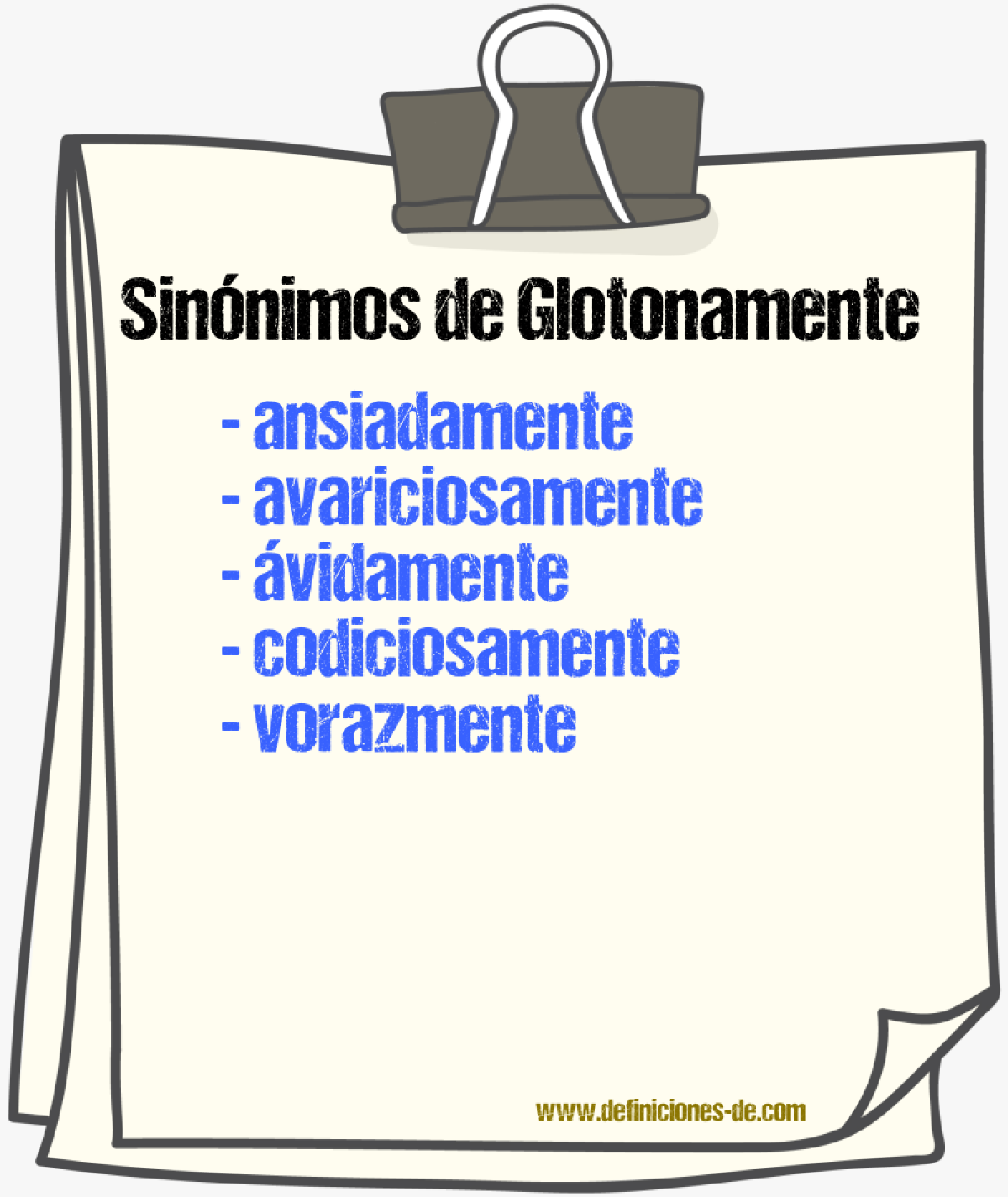 Sinnimos de glotonamente