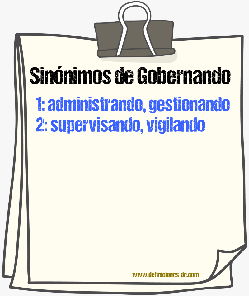 Sinónimos de gobernando