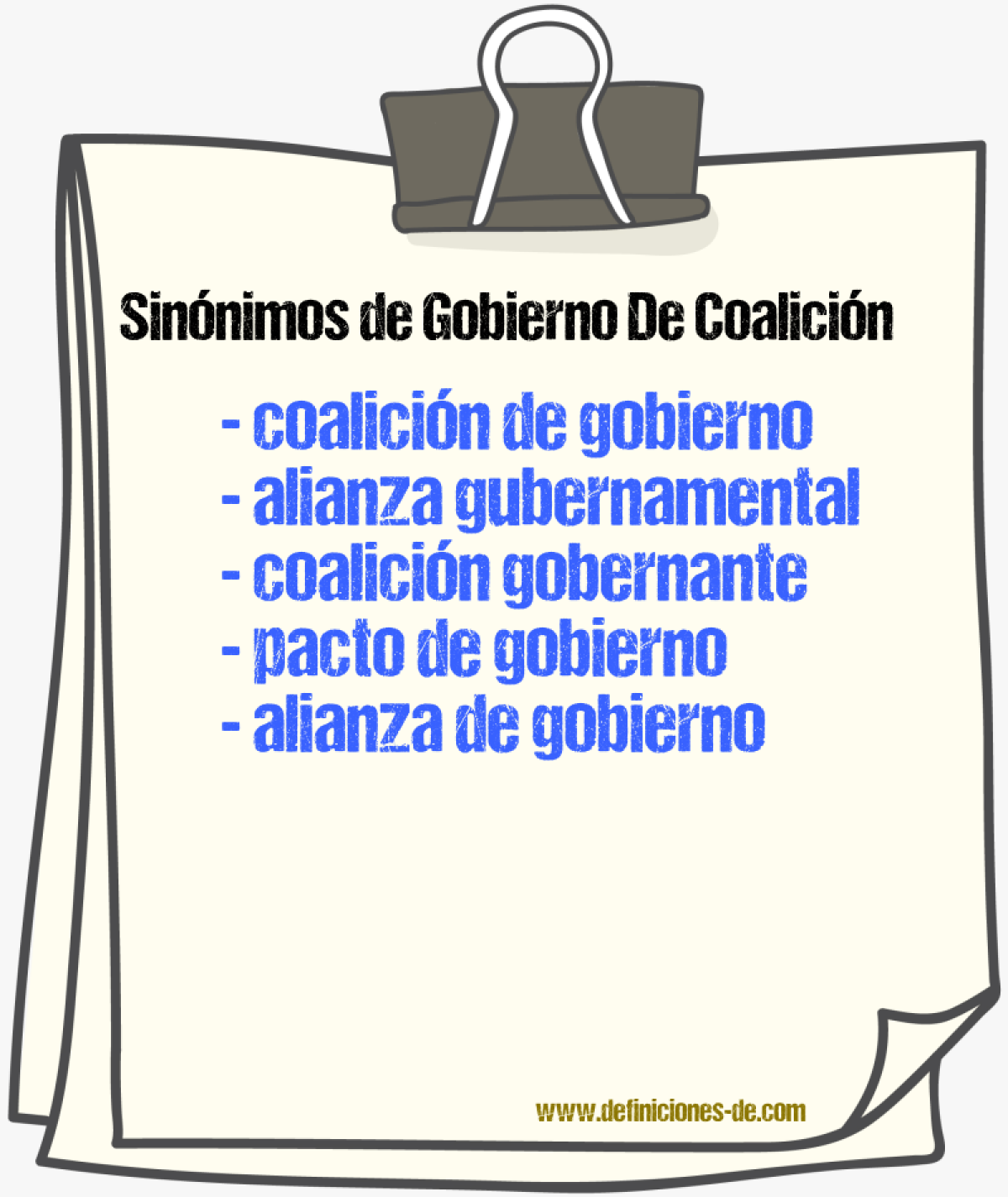 Sinónimos de gobierno de coalición