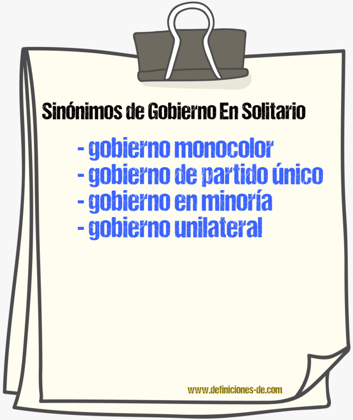 Sinónimos de gobierno en solitario
