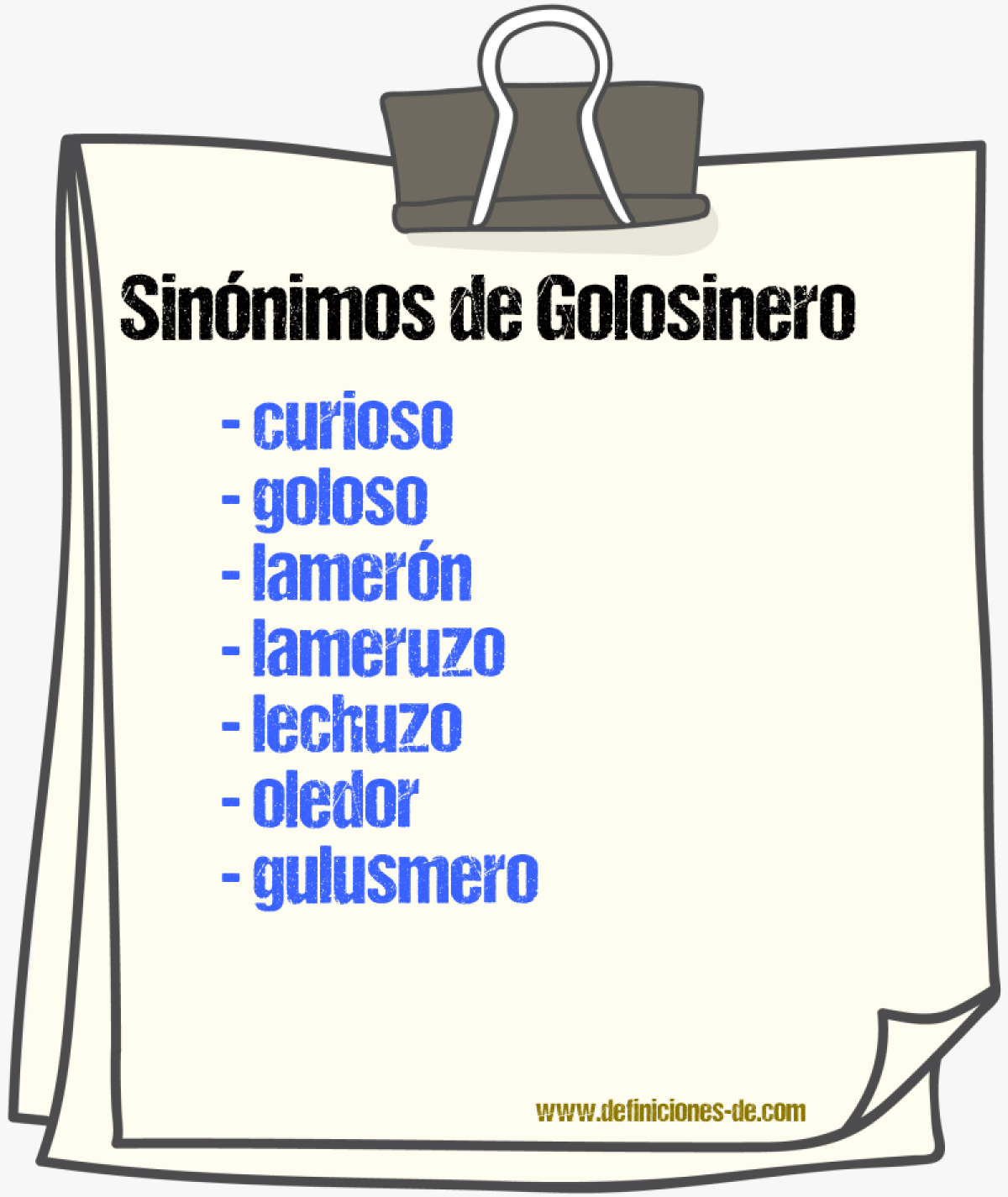 Sinnimos de golosinero