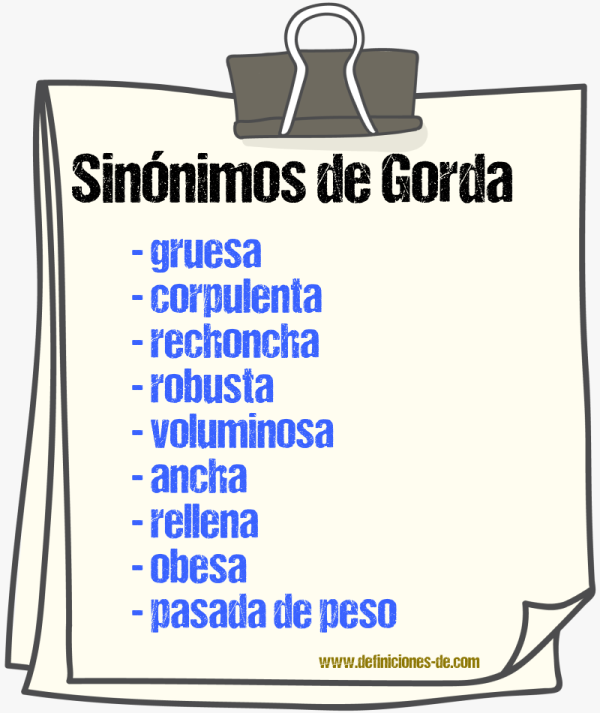 Sinónimos de gorda