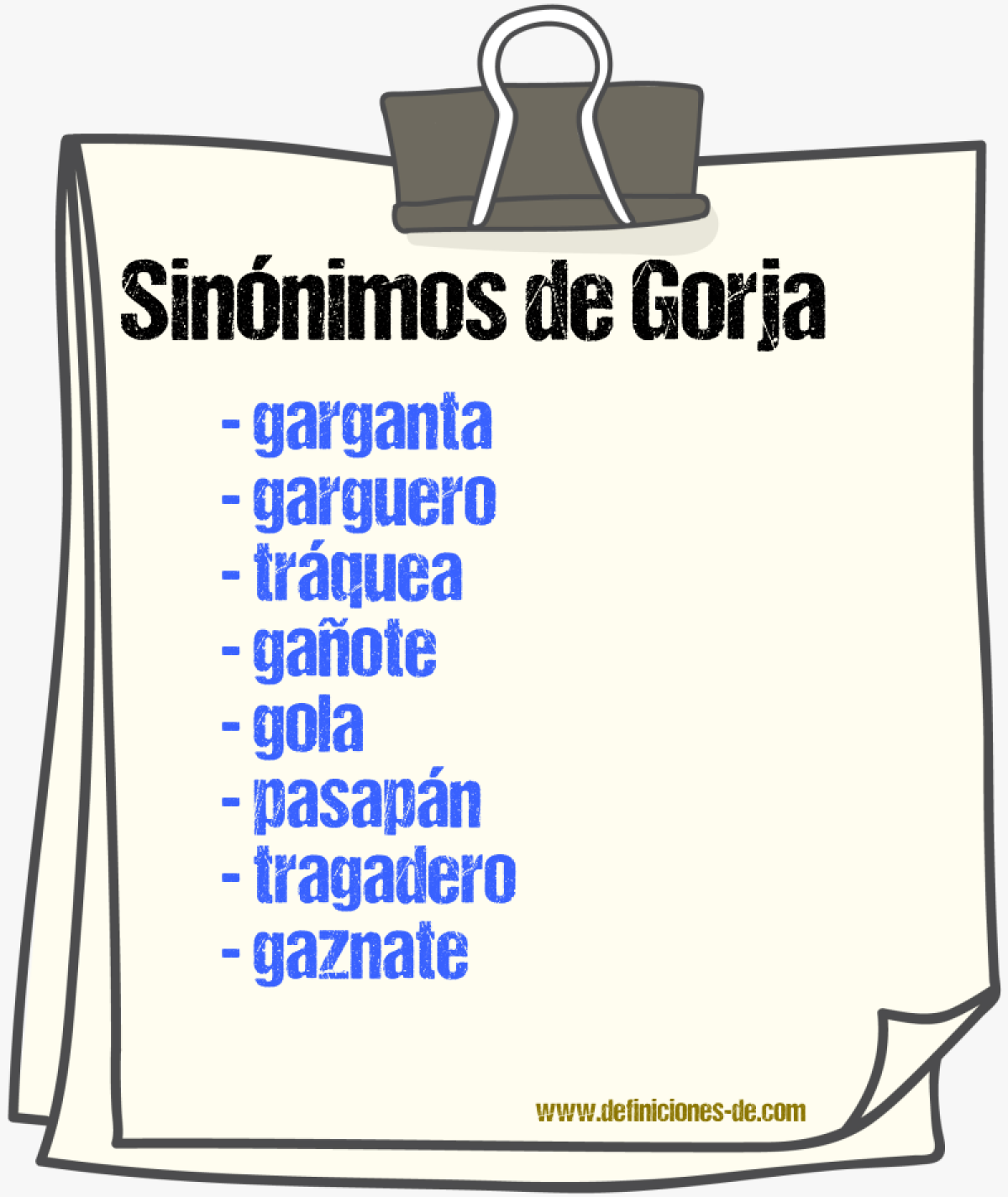 Sinnimos de gorja