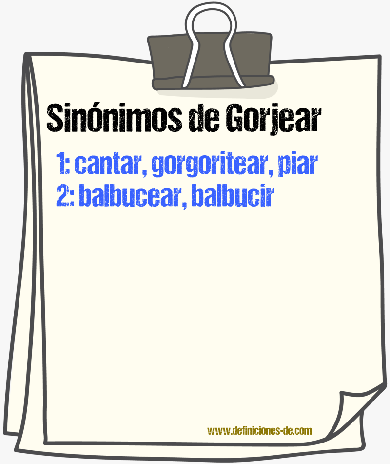 Sinnimos de gorjear