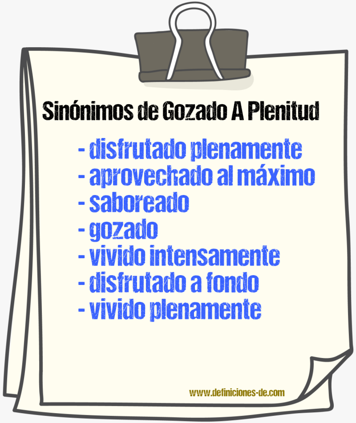 Sinónimos de gozado a plenitud