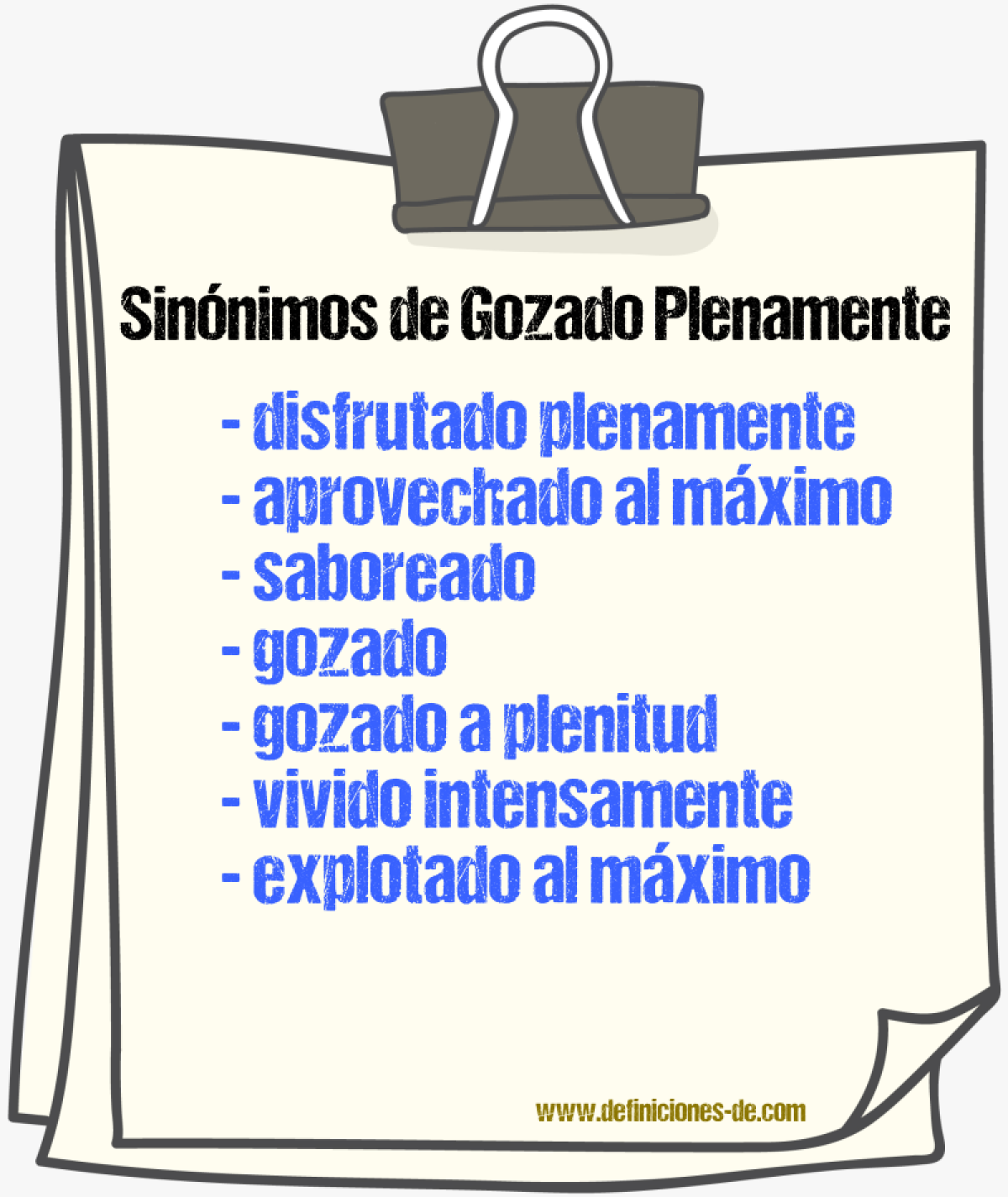 Sinónimos de gozado plenamente