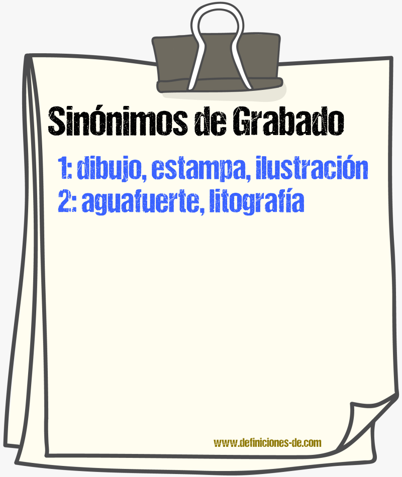 Sinnimos de grabado