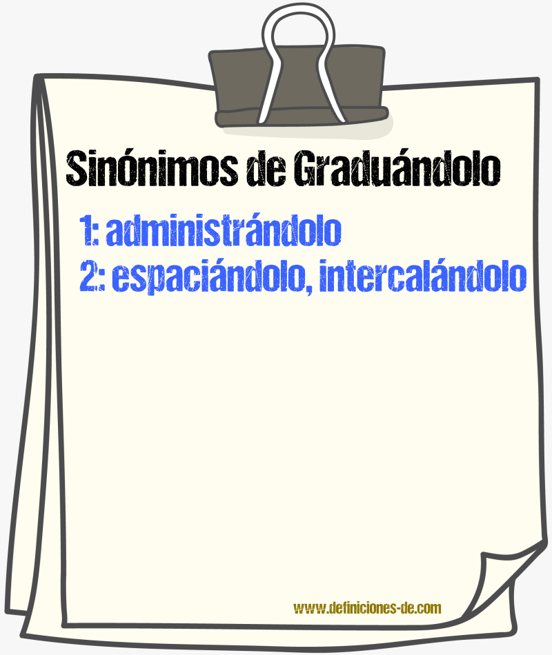 Sinónimos de graduándolo