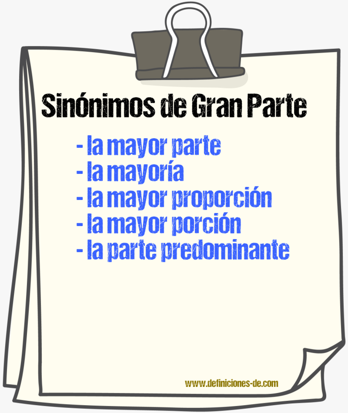 Sinónimos de gran parte