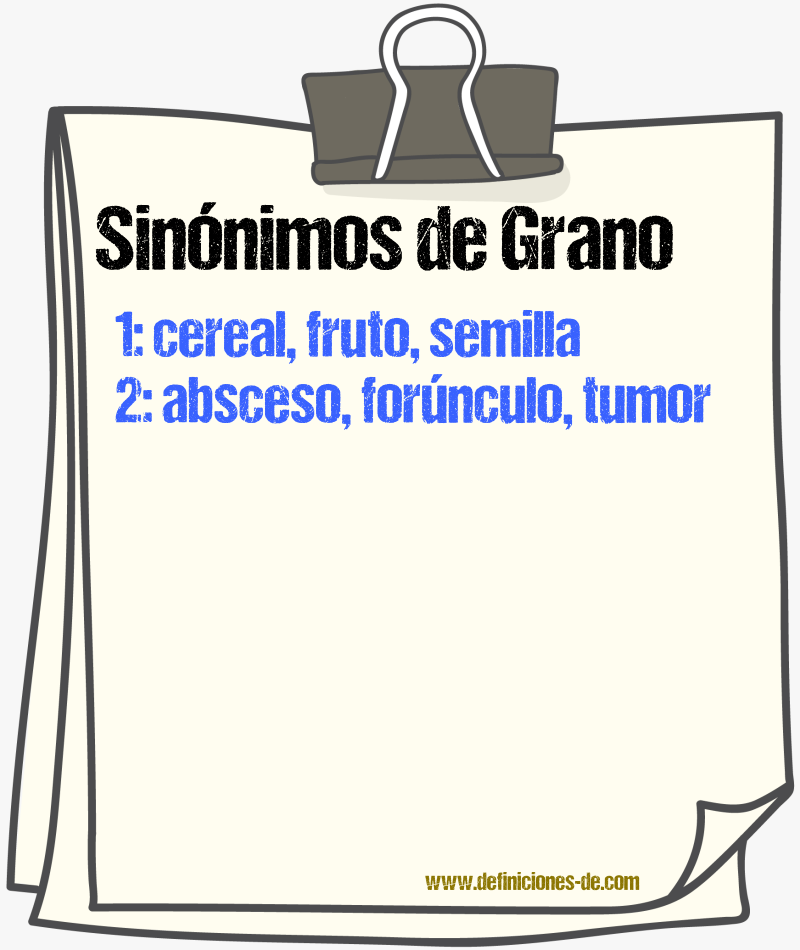 Sinnimos de grano