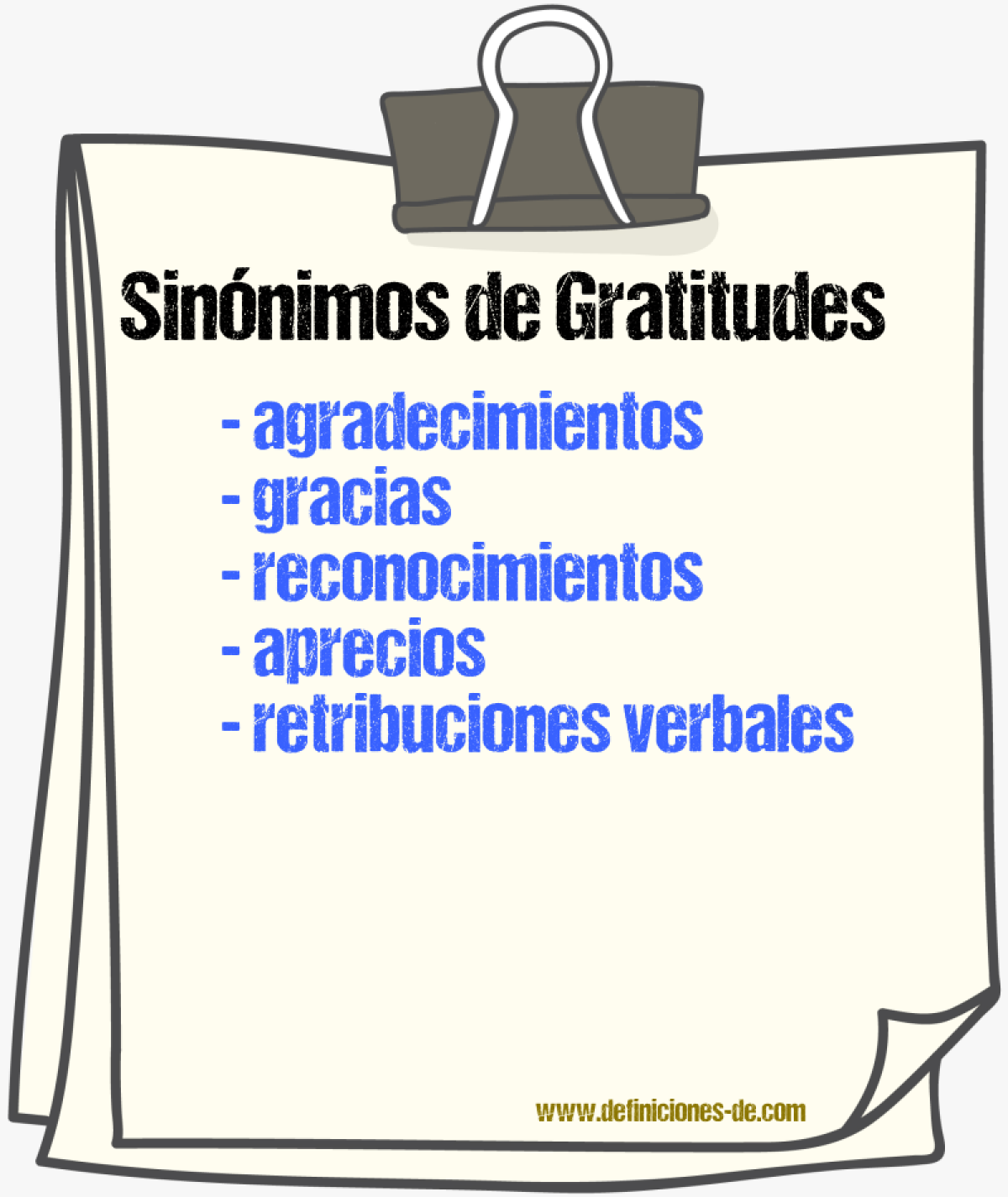 Sinónimos de gratitudes