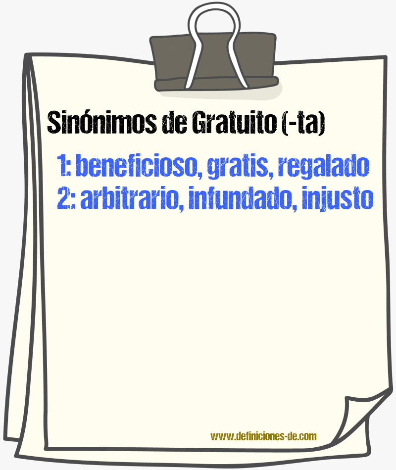 Sinnimos de gratuito